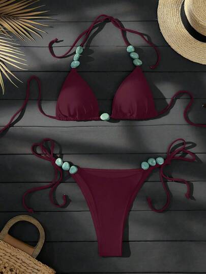 Swim Vcay 女士夏季沙滩露背扎染大理石纹纯色图案装饰，适合沙滩、泳池、休闲派对、假日、春夏穿着