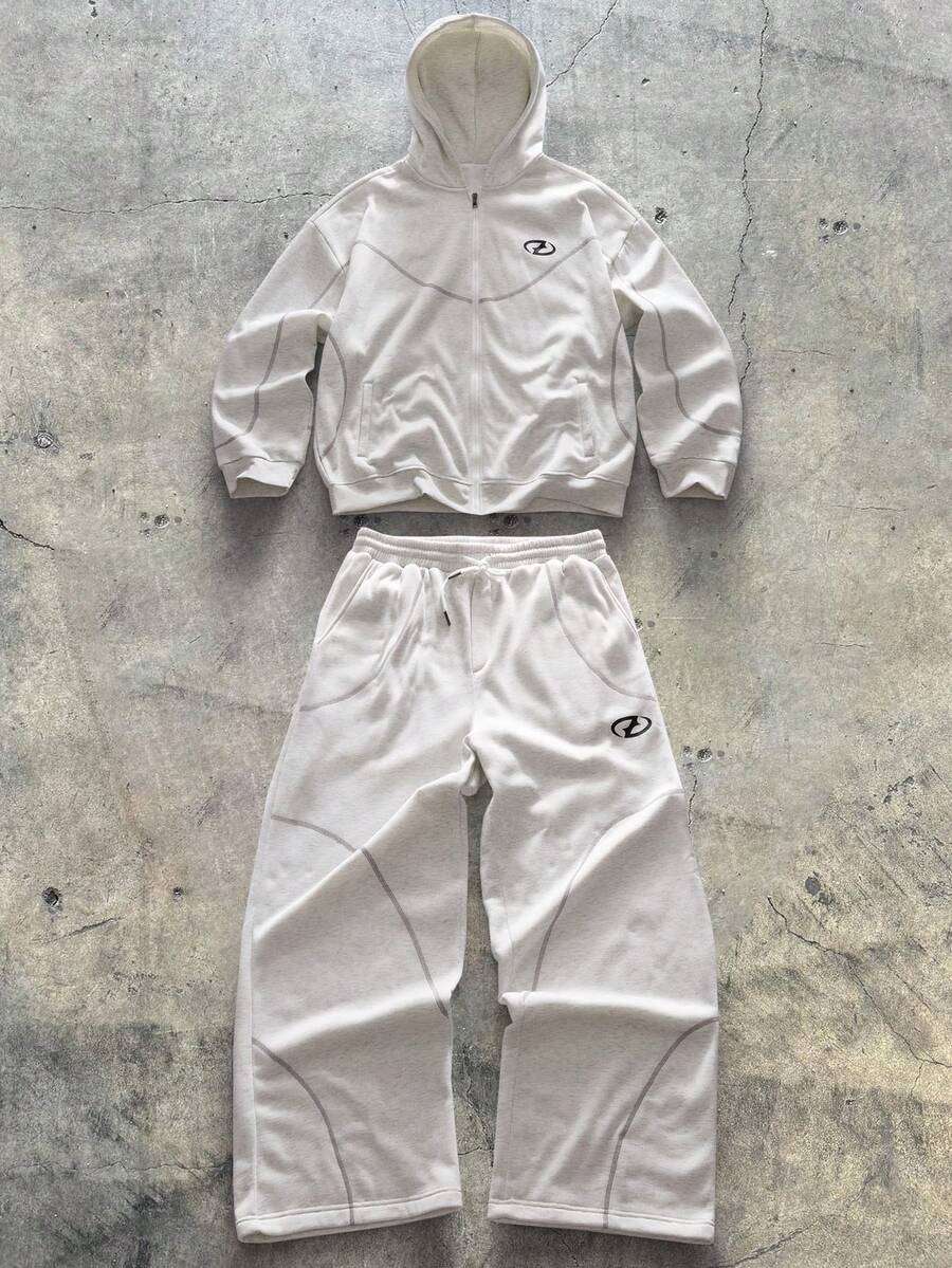 AXEPEAK Plus Size Men's Casual Hoodie And Sweatpants Set, Autumn/Winter