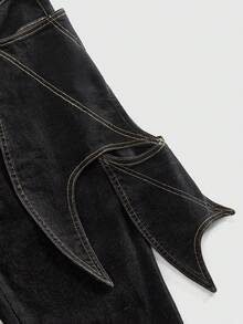 ROMWE MEN Goth Jeans acampanados con alas de murciélago para hombre en Halloween - Negro - Ver 4
