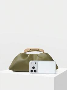 MOTF PREMIUM PU LEATHER BEADED TOP HANDLE BAG - Army Green - View 4