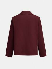 SHEIN 两件套青少年男童夏季休闲学院风绅士套装，纯色西装外套搭配松紧腰正装裤，适合生日派对、晚宴、演出、婚礼等场合，也适合秋冬季女孩穿着。