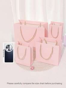 1pc Pink Wedding Gift Bag, Birthday Gift Packaging Bag, Cosmetic Lipstick Gift Bag, Holiday Party Gift Packaging Bag - Pink - View 6