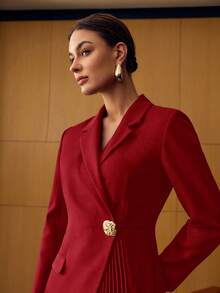 MOTF PREMIUM 女士翻领褶裥短裙，秋冬款