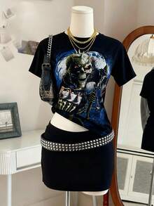 Lalippa Women's Fashionable Printed Round Neck Short Sleeve T-Shirt - Multicolor - View 1