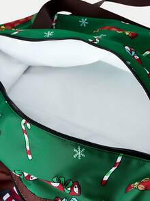 We Bare Bears X SHEIN 女士时尚卡通花朵、泡泡、毛茛图案旅行行李袋 - 綠色 - 查看 5