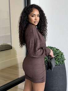 Alexandranx Femmes Tricot Pull à Manches Longues à Épaules Dénudées à Manches Longues pour Automne Hiver Vêtements de Femme, Robe d'Hiver Boho à Manches Longues, Vêtements pour Temps Froid, Tenue de Fête de Noël, Robes d'Automne pour Femmes, Vêtements de Noël pour Femmes, Robes de Fête pour Femmes, Robe de Soirée, Robe d'été, Robe de Noël pour Femmes, Robe du Nouvel An, Robes Élégantes pour Femmes - Marron - Voir 4