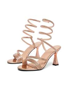 CUCCOO SZL Women's Rhinestone Embellished Shoes, Suitable For Dating, Parties, Weddings And Various Occasions - Champagne - View 4