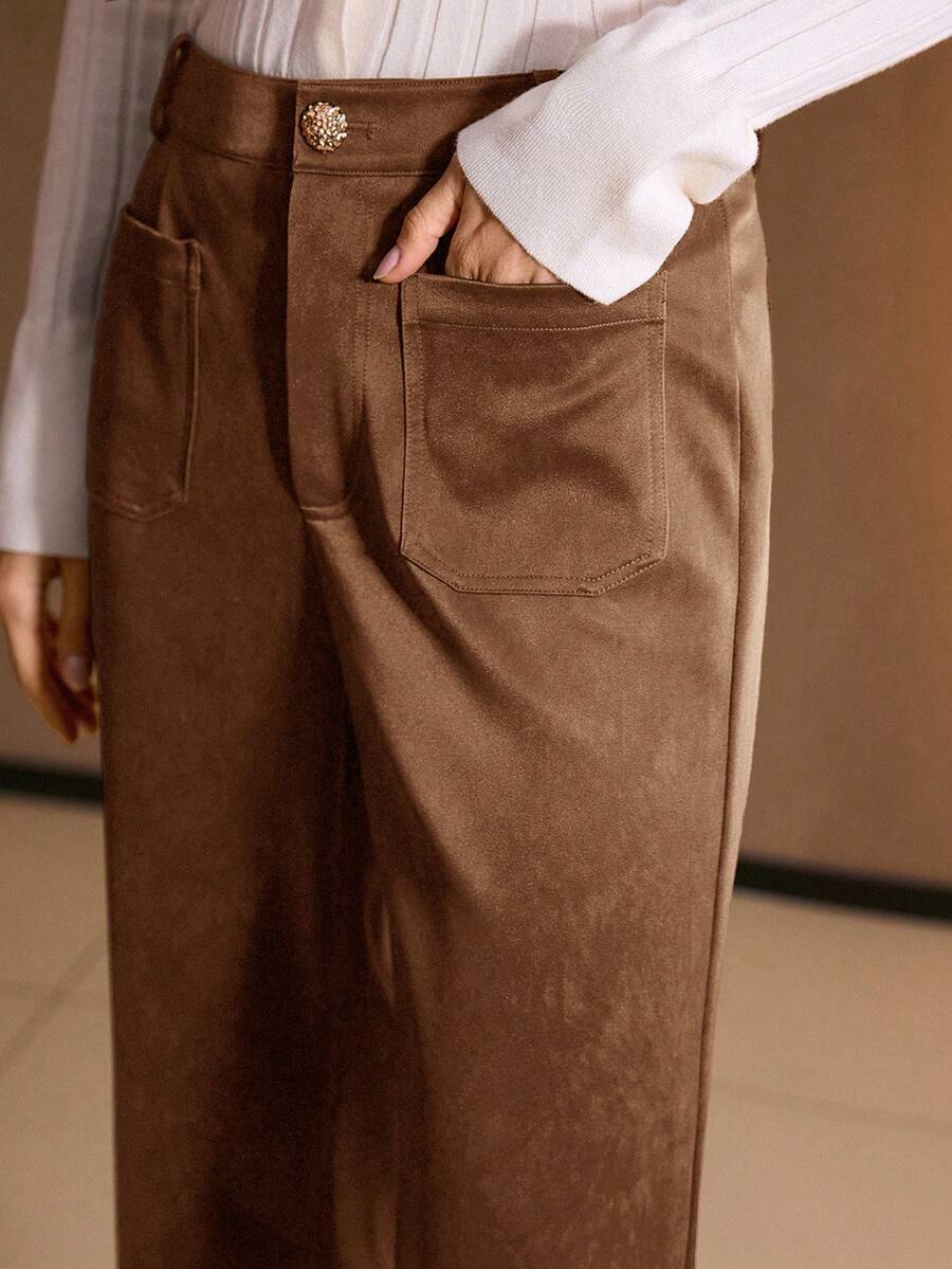MOTF PREMIUM 直筒裤，带口袋，秋冬季 - 摩卡棕 - 查看 2