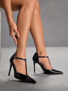 CUCCOO SZL Women's Fashion Comfortable Fabric Pointed Toe Stiletto High Heel Pumps For Christmas - Black - View 7