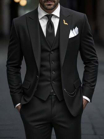 Manfinity Mode Men's Casual Jacket, Fashion , Simple Embroidery Design, Leisure Blazer