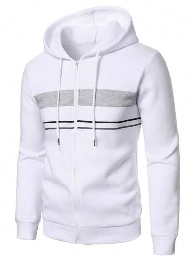 Manfinity Homme Men's British Style Street Fashion Sporty Casual Hoodie Men Hoodies Zipper Hoodies For Men Zipper Hoodies For Men Hoody For Men Hoodies For Men Casual