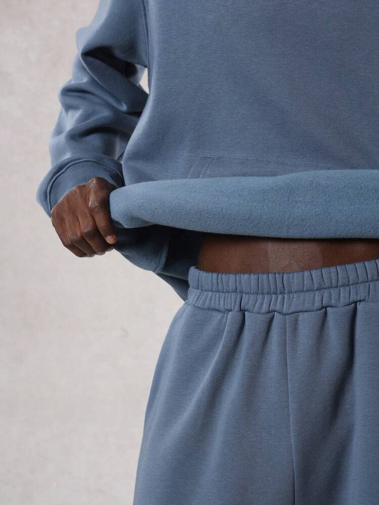 Men's Hazy Blue Hoodie Sweatsuit Set, Thermal Lined, Autumn/Winter