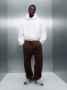 PLAYBOY X SUMWON Crop Fit Pullover Overhead Hoodie With Large Back Circle Logo Print Black Text Design - White - View 3