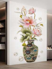 2张花卉花瓶图案墙贴，现代可移除墙贴，家居装饰，贴纸，墙贴，乙烯基贴纸，家居装饰，Rama Decor贴纸礼物，生日毕业墙饰，房间装饰，个性化贴纸 - 彩色 - 查看 4