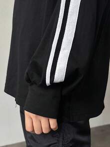 FRIFUL Women's Casual Round Neck Colorblock Long Sleeve Loose T-Shirt, Spring Autumn,Fall Women Clothes - Black - View 5