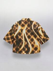 NEON BLANC Men's Plaid Print Short Sleeve Single-Breasted Casual Pocket Denim Shirt - Multicolor - View 2