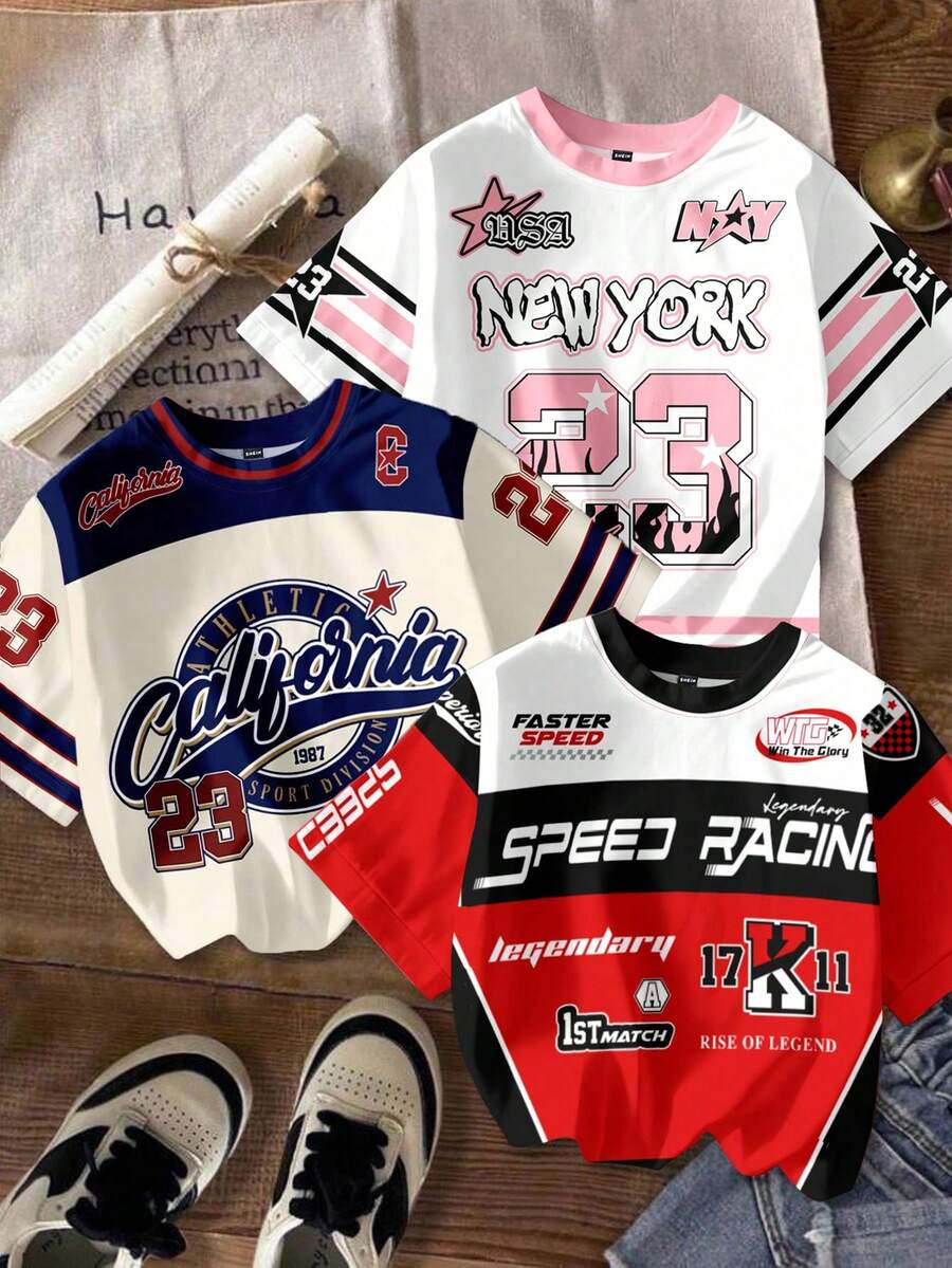 SHEIN EZwear Bộ 3 áo thun tay ngắn cổ tròn đơn giản, thoải mái, phù hợp cho mùa hè dành cho nữ - Nhiều màu - Xem 1