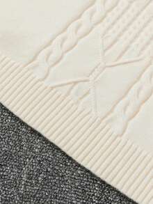 1件男童休闲舒适纯色宽松高领毛衣，可作内搭或外穿 - 杏色 - 查看 4