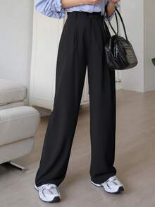 DAZY 休闲百搭通勤纯色直筒裤