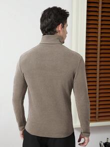 Core Aspect 男士休闲高领长袖保暖T恤，男士高领半高领，男士品牌，冬季款 - 卡其色 - 查看 2