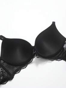 SHEIN Elacene Women's Lace Casual Soft & Comfortable Wire-Supported Lift & Instantlift Bra - Black - View 8