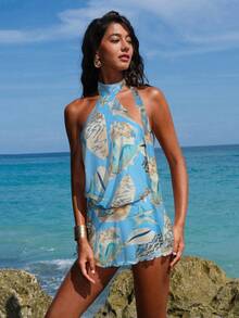 Opulessa Robe mini tricotée dos nu pour femmes