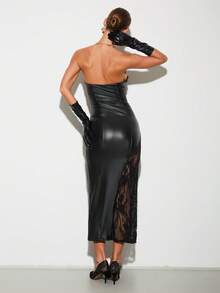 Nuvra Đầm ôm body dài không tay, cổ thấp, hai lớp, định hình bụng, có lớp lót, thắt eo và nâng mông dành cho nữ - màu đen - Xem 2