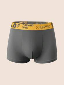 3 piezas/paquete Bóxer tipo brief cómodos para hombres con estampado de letras y ribete de contraste - Multicolor - Ver 5