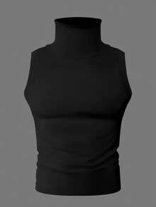 Manfinity Dauomo Men's Solid Color Stand Collar Sleeveless Slim Fit Casual Top