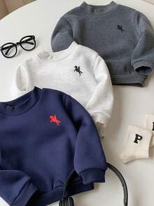 SHEIN 3件套男婴/女婴/男婴休闲百搭圆领卫衣，秋冬季百搭套装