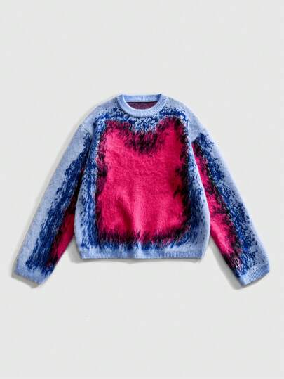 Street Life Maglione a maniche lunghe con vestibilità ampia, in maglia jacquard da uomo