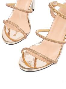 CUCCOO SZL Fashionable Crystal Ankle Strap Sexy High Heel Sandals, Suitable For Dates, Gatherings, Parties And Other Occasions - Gold - View 9