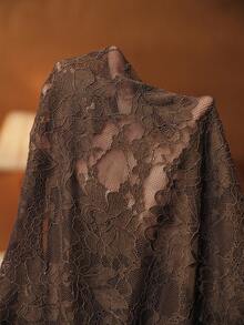 Anewsta 优雅时尚新年圣诞派对约会之夜蕾丝泡泡袖复古女式衬衫，秋冬款 - 咖啡棕 - 查看 8