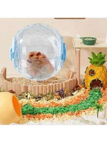 1 pieza Rueda giratoria para hámster con soporte, disco giratorio para hámster, bola de ejercicio de cristal transparente, suministros de juguetes para mascotas pequeñas - Multicolor - Ver 5
