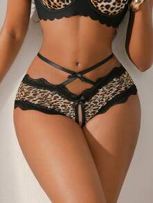 Women's Sexy Leopard Print Lace Bow Trim Panties - Multicolor - View 3