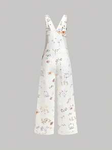 Sweetra 女士全印花口袋休闲牛仔背带裤和连体裤