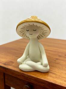 Cirelle 1pc Cute Meditation Sitting Yoga Mushroom Desktop Decor, Yoga Mushroom Ornament Home Living Room Decoration, Garden Resin Craft Gift - Multicolor - View 7
