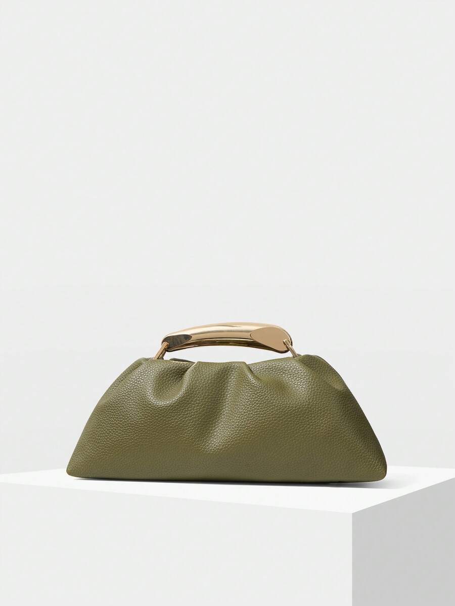 MOTF PREMIUM PU LEATHER BEADED TOP HANDLE BAG - Army Green - View 2