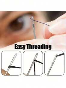 12pcs Stainless Steel Easy Thread Side Hole Sewing Needles, Hand Stitching Pins For Seniors, DIY Home Craft Supplies - White, Stitching Pins - Multicolor - View 7