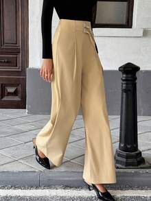 Pariaura Pantalones de pierna ancha para negocios y viajes de alta gama para mujeres, ropa exterior casual para mujeres, pantalones de otoño/invierno para mujeres