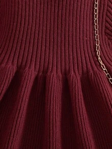 Emery Rose Kids Emery Rose Kids Babygirl Cute Solid Color Knitted Long Sleeve Dress, Autumn/Winter