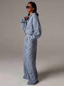 Athîral Women's Casual Fashion Loose Fit Drop Shoulder Patchwork Pocket Wide Leg Denim Jumpsuit, Spring/Autumn - Dark Wash - View 5