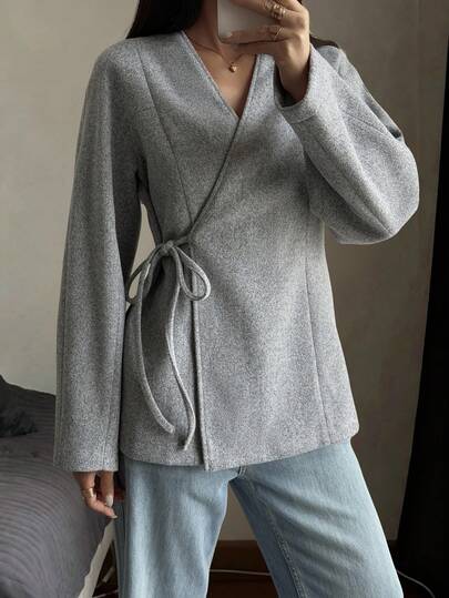 Livesso Damklänning i ull med åtsittande midja, avslappnad klänning, lämplig för pendling, höst-/vinterkappor för kvinnor