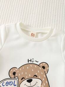 Cozy Pixies 2件套男婴卡通刺猬图案针织柔软圆领长袖套头卫衣和松紧腰裤套装