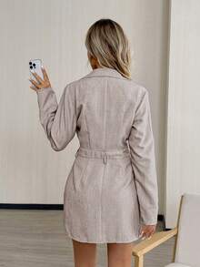 Easowa Vestido corto casual y holgado de estilo vintage con botones metálicos y manga larga para mujeres, otoño/invierno