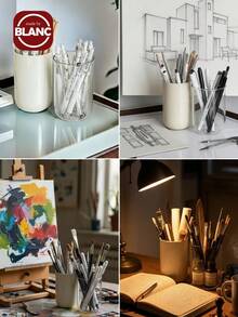 1 件新款简约透明笔筒，高品质办公桌收纳桶，适合学生、办公室工作人员、家庭、简化存储、更大容量、材料、易于取用、铅笔筒可爱圣诞装饰、圣诞装饰品、圣诞节、钢笔、钢笔、文具、铅笔盒、铅笔袋、学校、大号铅笔盒、办公设备、学校用品、便条纸、卡哇伊装饰、返校、钢笔、学校用品 - 彩色 - 查看 4