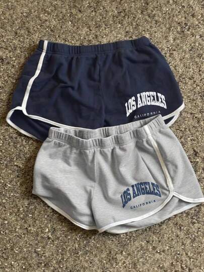 Glimmora Women's Letter Graphic Casual Shorts, Suitable For Daily Outings