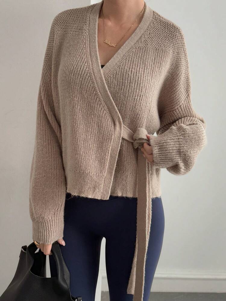 Women's Casual Solid Color Wrap Cardigan, Autumn/Winter