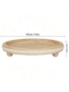 1PC Decor 12in Round Tray For Home Decor-Wood Beaded Tray- Decorative Round Tray For Living Room Decor Coffee Table Decor Kitchen Table Decor Or Farmhouse Serving Tray - Tray-wood Color - View 6