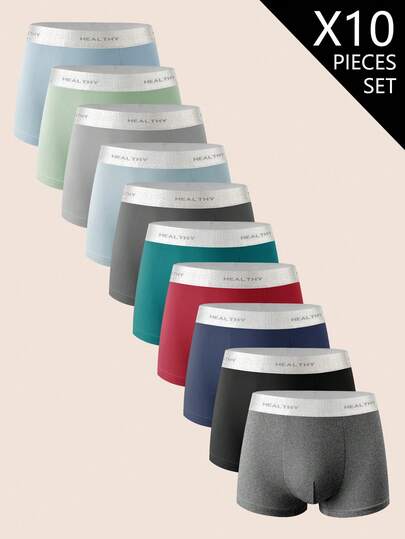 Manfinity Underwear&Sleepwear Basics 10 st/förpackning herrkalsonger i enfärgat midjeband med bokstavsmotiv, mjuka och bekväma för vardagsbruk